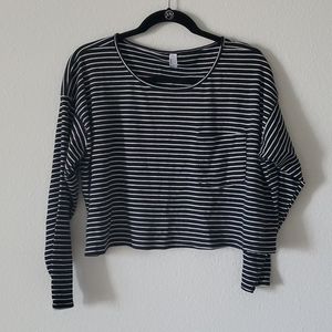 Am. Apparel Long sleeve b&w strip crop top